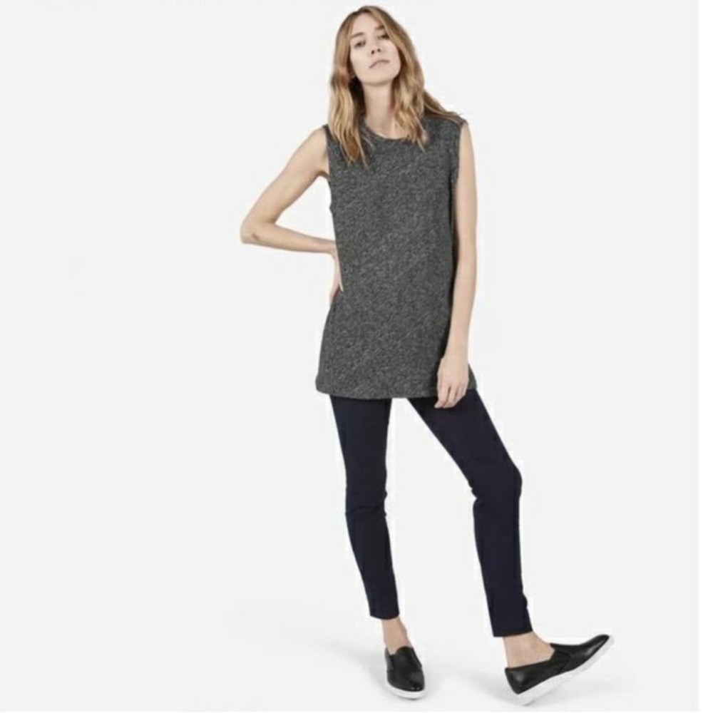Everlane The Sweater Muscle Tank Marled Wool Blend Gray Black White Tunic Medium